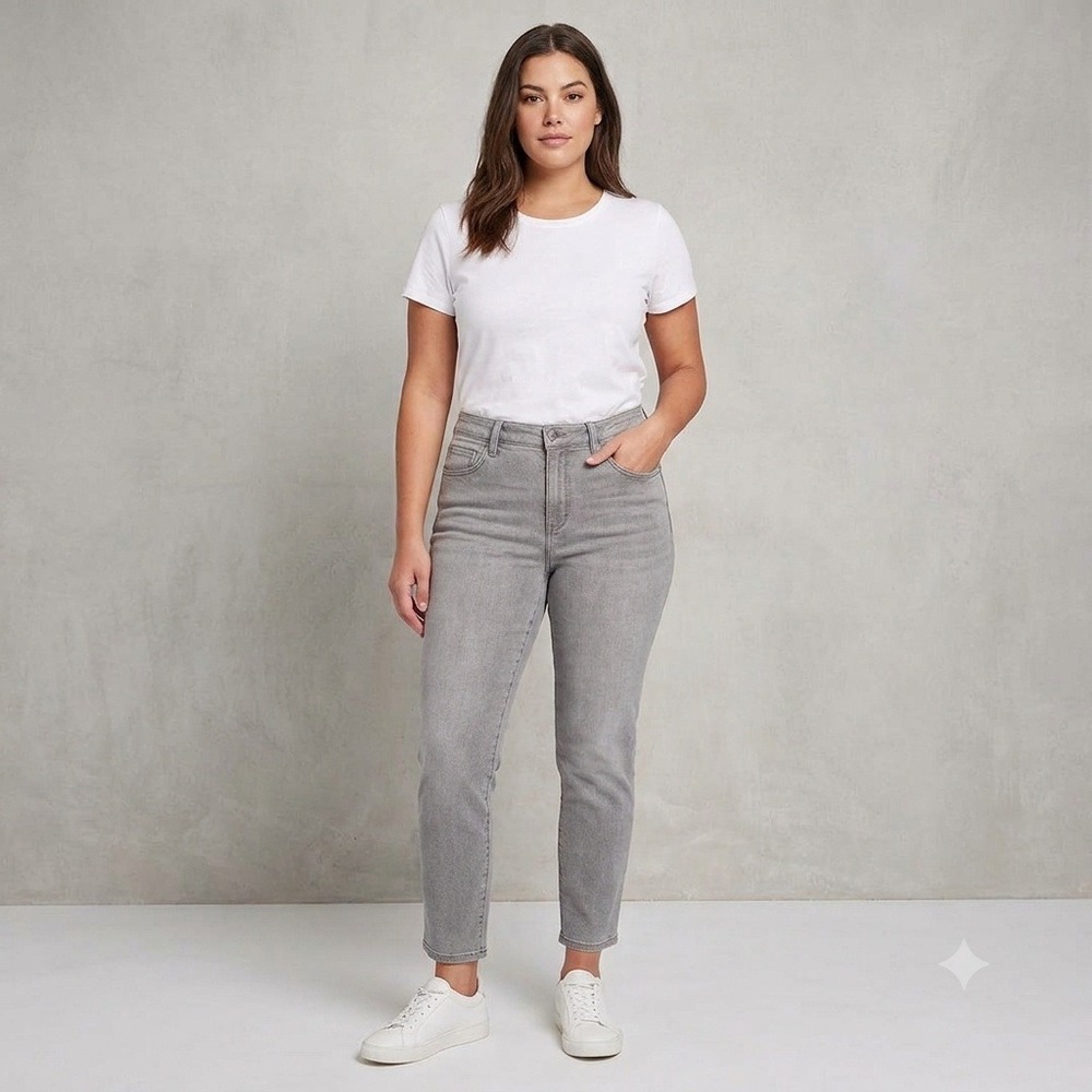 NYDJ Clarissa Ankle Skinny Jeans Lift Tuck Technology‎ Stretch Grey Size 10